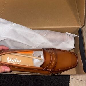 Vostey Tan Leather Loafers for Men